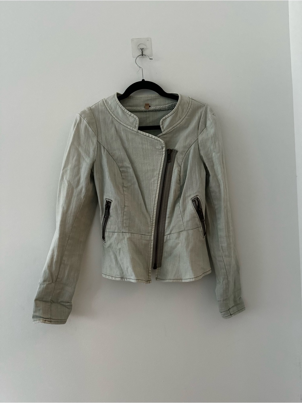 FP Vintage Military Moto Denim Jacket